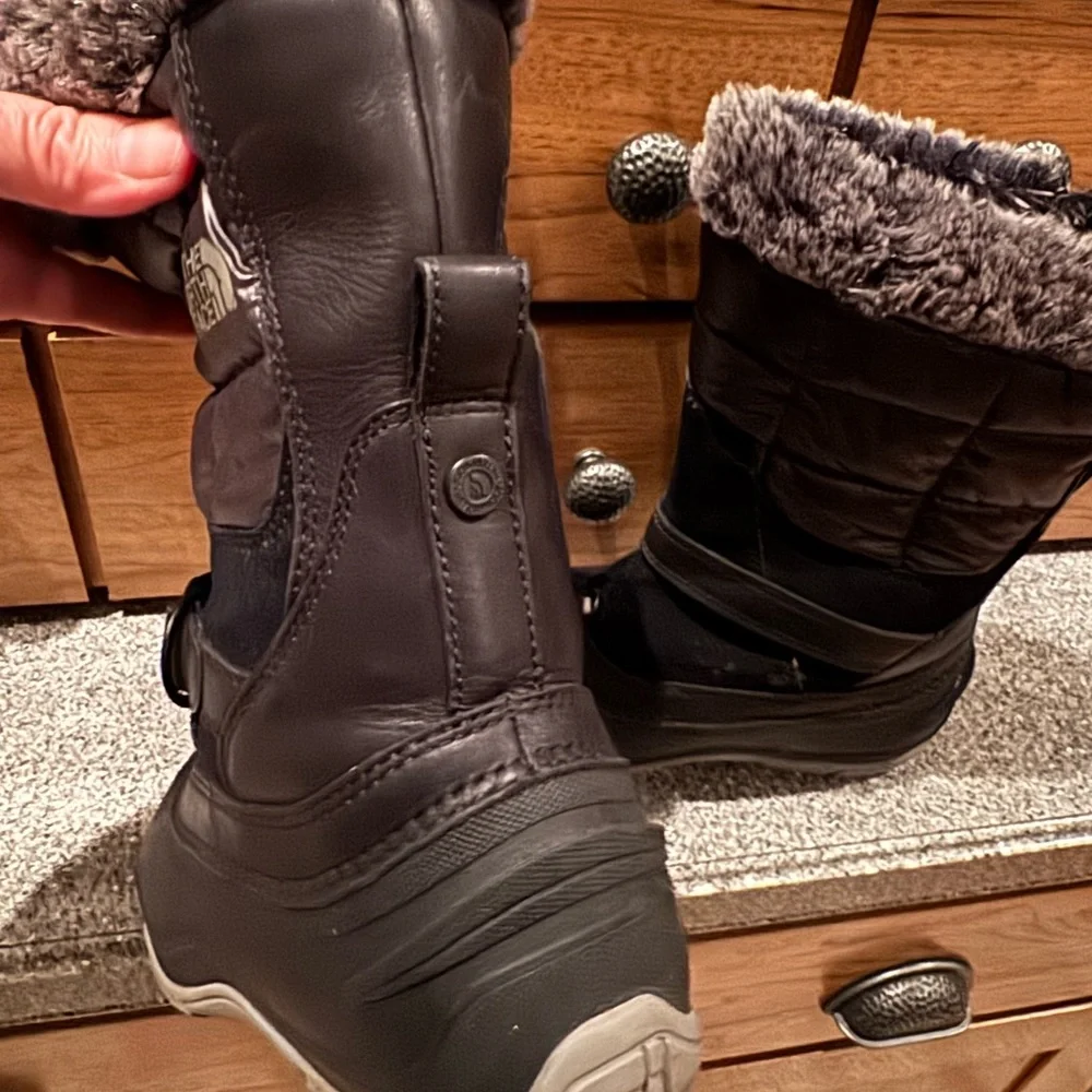 The North Face Black Winter & Rain Boots with Gray Faux Fur Cuff